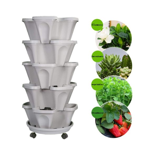 PLS5 Set of 5 Strawberry Planters – Includes Mobile Tray