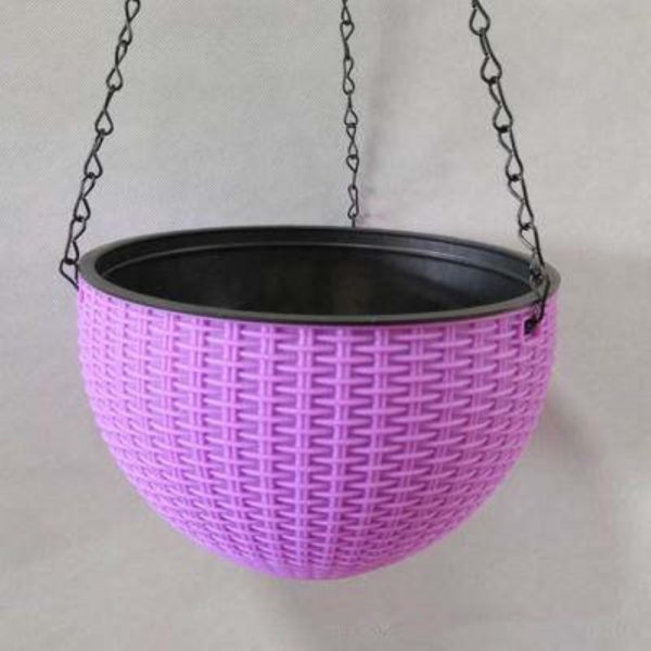 PP Resin Hanging Plant Flower Baskets Pots Rattan Pattern