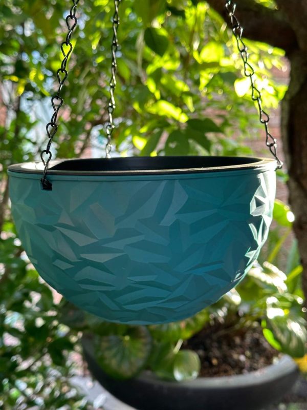 PP Resin Hanging Plant Flower Baskets Pots Diamond Pattern