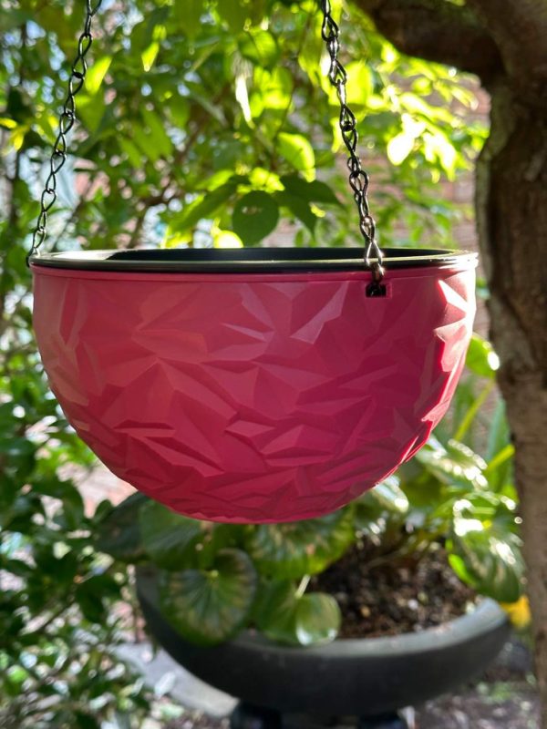 PP Resin Hanging Plant Flower Baskets Pots Diamond Pattern