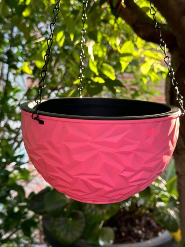 PP Resin Hanging Plant Flower Baskets Pots Diamond Pattern