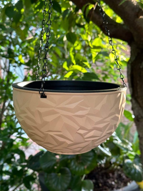 PP Resin Hanging Plant Flower Baskets Pots Diamond Pattern