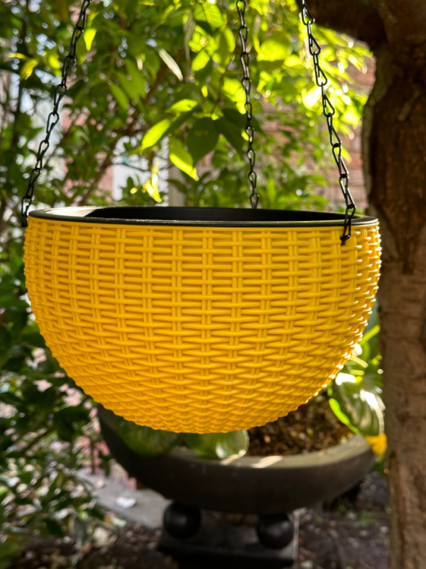 PP Resin Hanging Plant Flower Baskets Pots Rattan Pattern