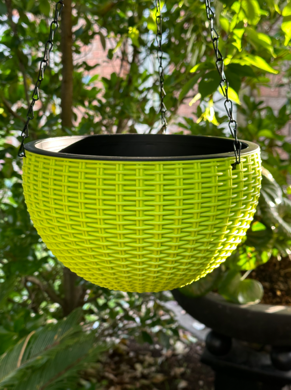 PP Resin Hanging Plant Flower Baskets Pots Rattan Pattern