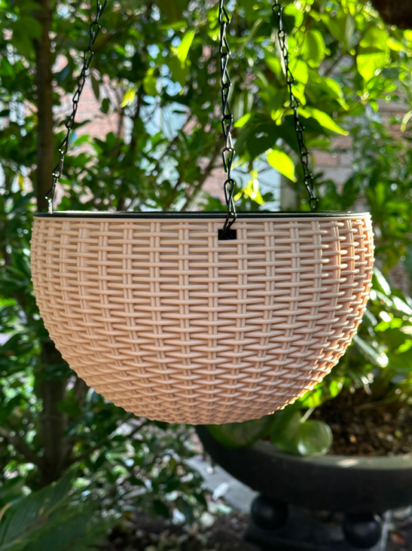 PP Resin Hanging Plant Flower Baskets Pots Rattan Pattern