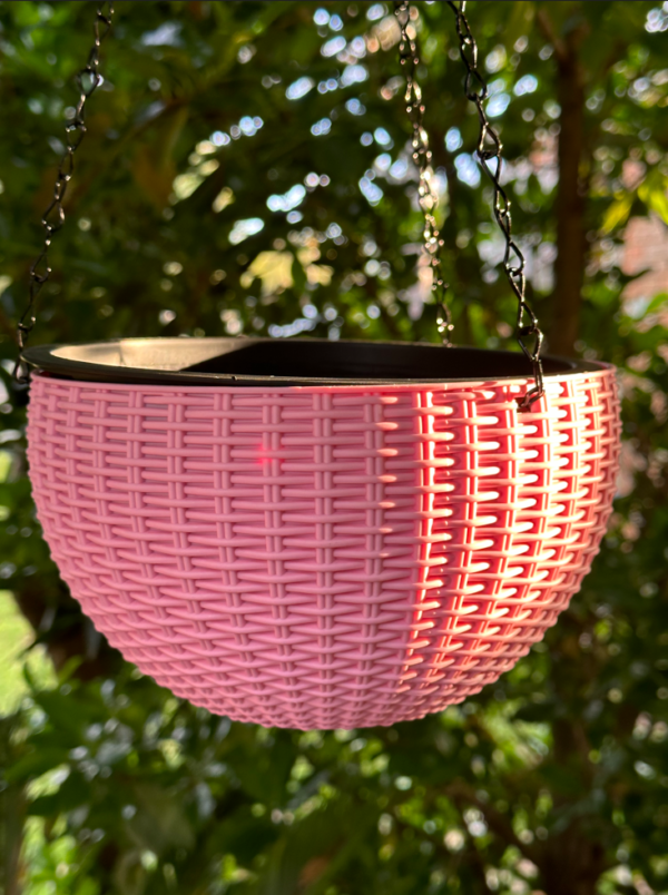 PP Resin Hanging Plant Flower Baskets Pots Rattan Pattern