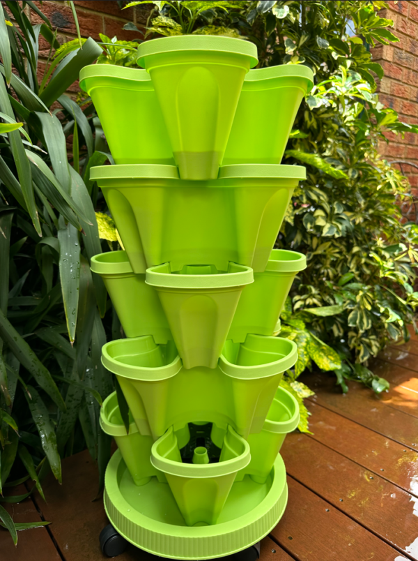 Green PLS5 Set of 5 Strawberry Planters – Includes Mobile Tray