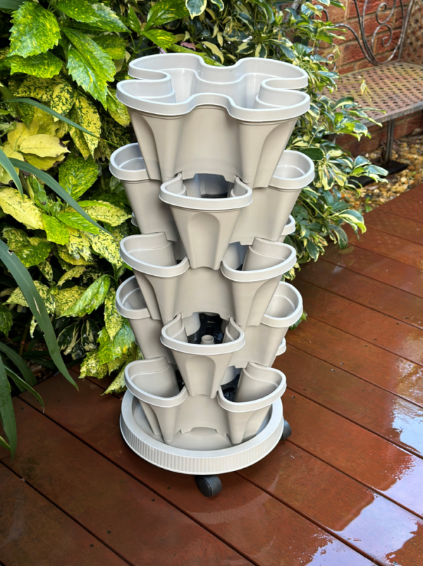 Grey PLS5 Set of 5 Strawberry Planters – Includes Mobile Tray