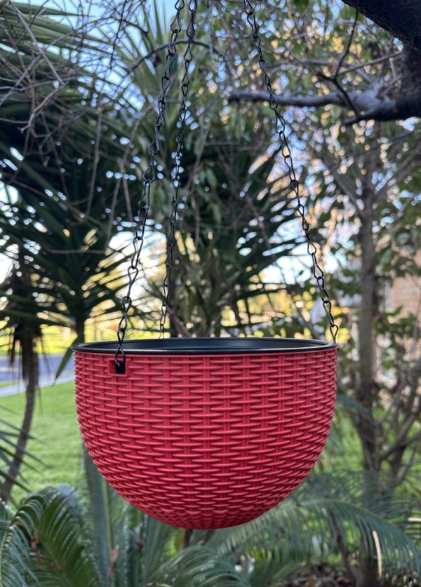 PP Resin Hanging Plant Flower Baskets Pots Rattan Pattern